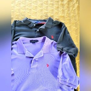 Lot of 2 US Polo Assn 100% cotton men's collared shirts.